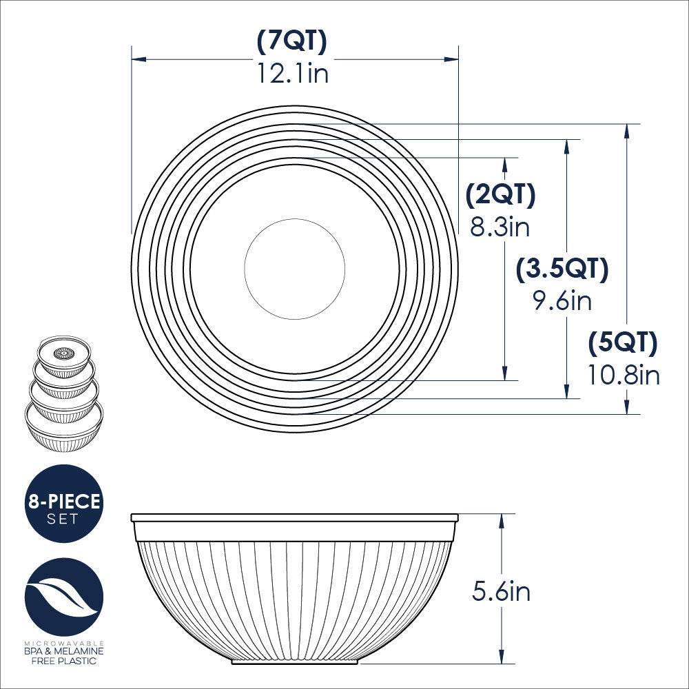 Nordicware 8-Piece Covered Mixing Bowl Set White