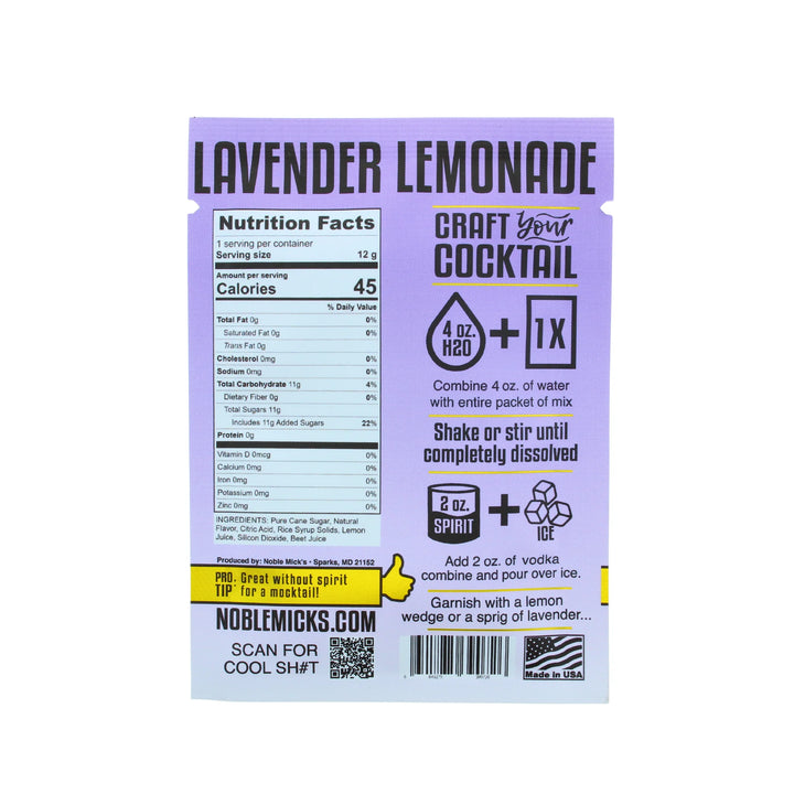 Noble Mick's Single Serve Lavender Lemonade