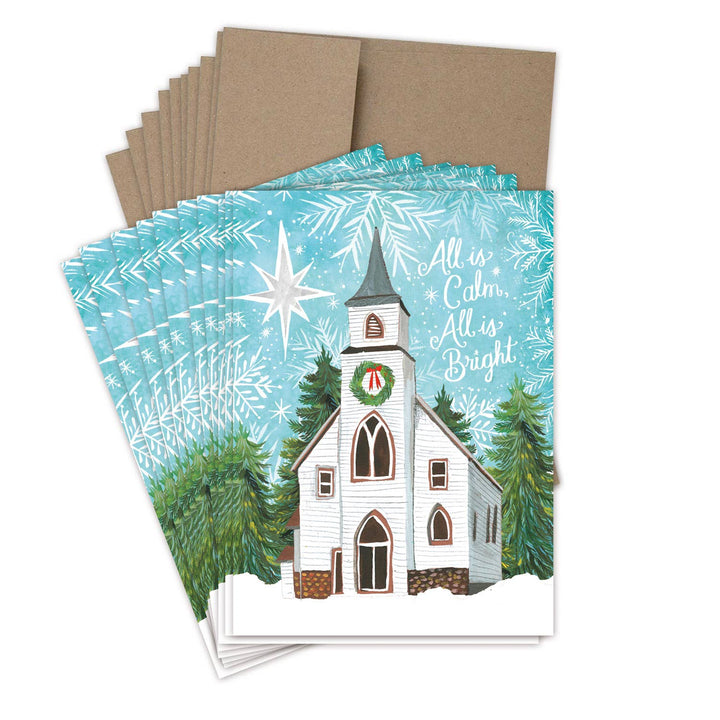 Calm & Bright Church Boxed Holiday Cards - Set of 10