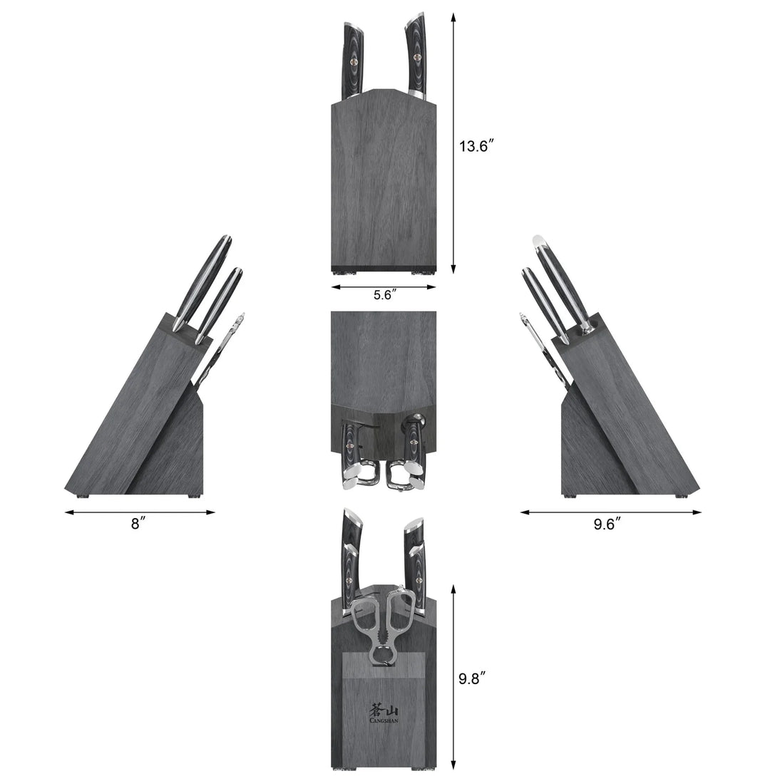 Kuro Series 6 Piece Knife Block Set, Gray Block