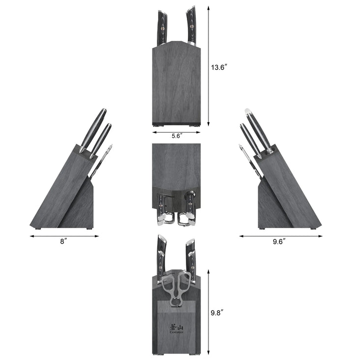 Kuro Series 6 Piece Knife Block Set, Gray Block
