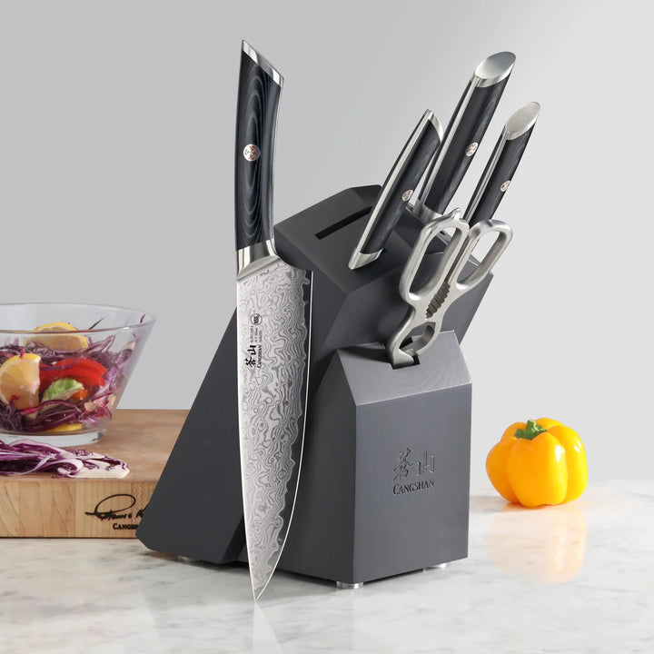 Kuro Series 6 Piece Knife Block Set, Gray Block