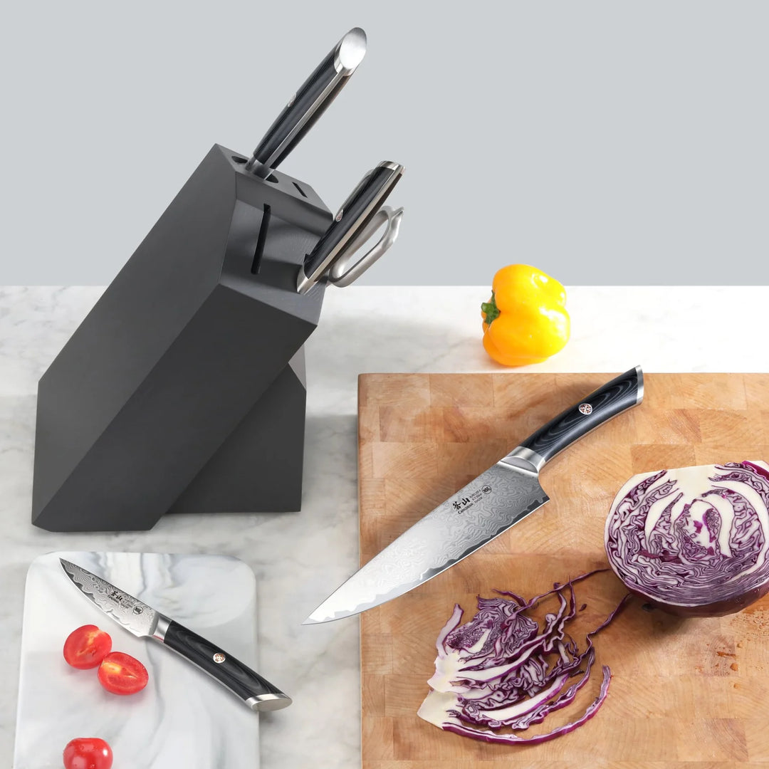Kuro Series 6 Piece Knife Block Set, Gray Block