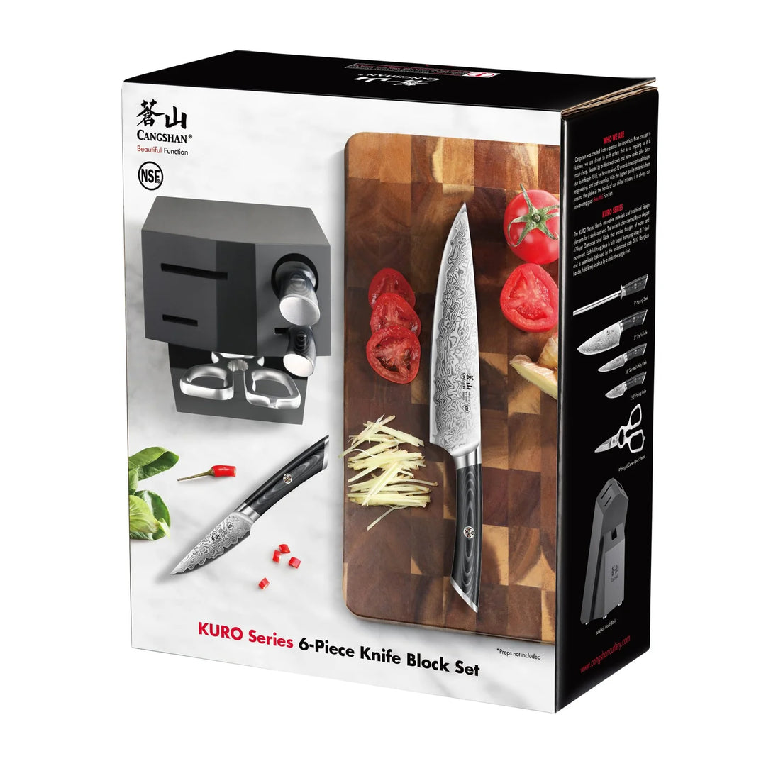 Kuro Series 6 Piece Knife Block Set, Gray Block
