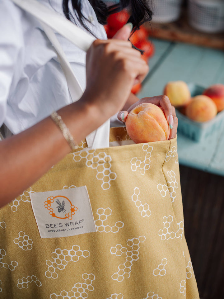 Bees Wrap Reusable Market Tote - Organic Cotton Shopping Bag