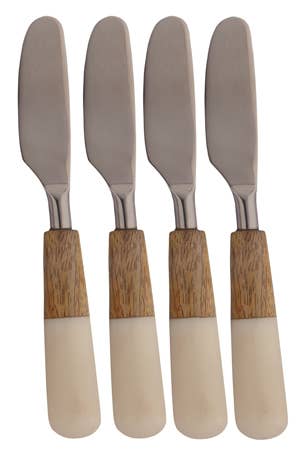 White Marble & Wood Spreaders Set