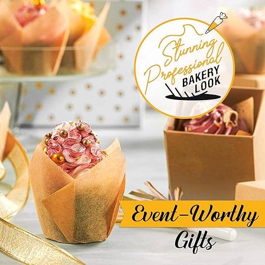 Baker's Signature Natural Brown Tulip Cupcake Liners, 150 Count