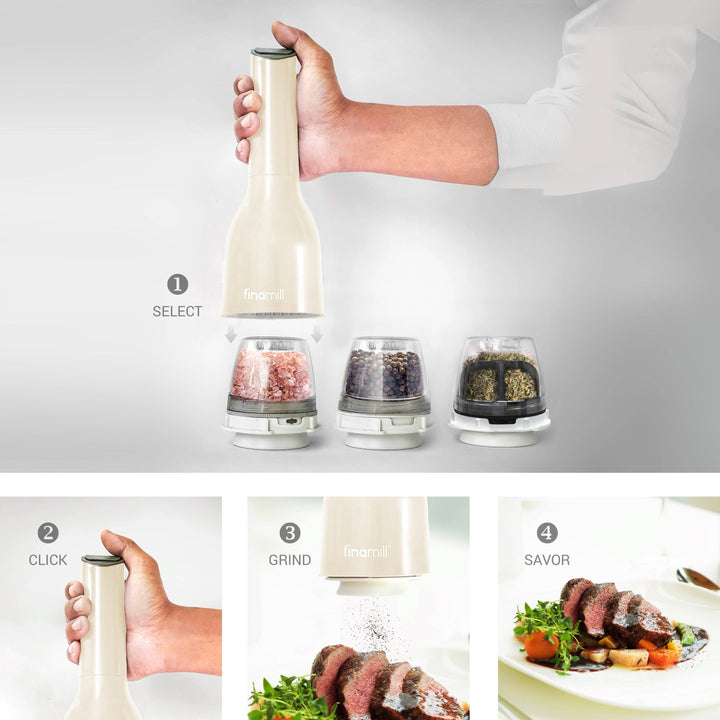 FinaMill Classic Battery Spice Grinder - 1 Everyday Pod, 1 Pepper Pod
