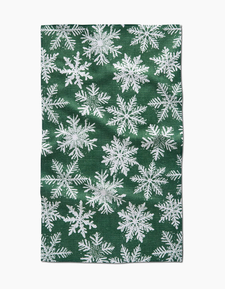 Snowy Days Green Kitchen Tea Towel