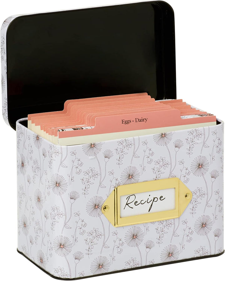 CR Gibson Night/Day Blush Tin Recipe Box