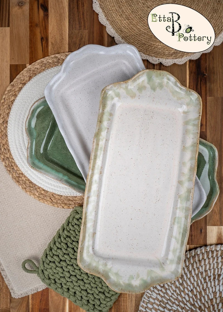 Etta B Pottery Rectangle Tray with Handles
