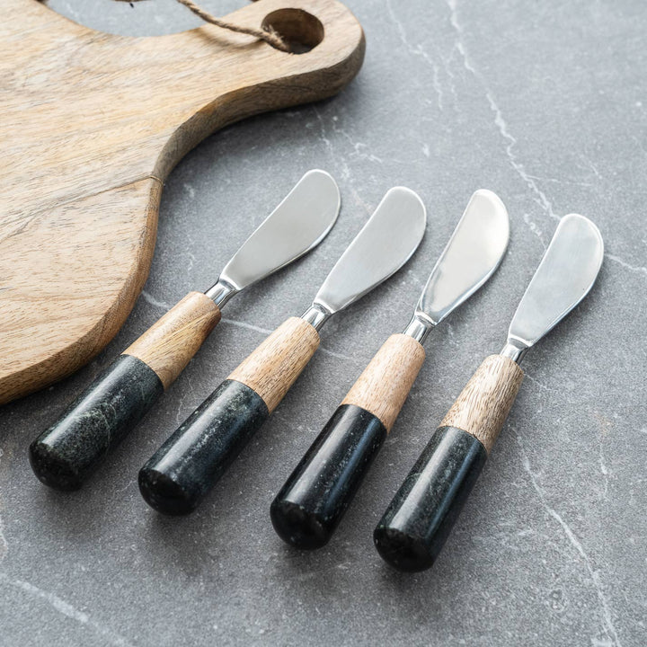 Black Stone & Wood Handle Spreaders