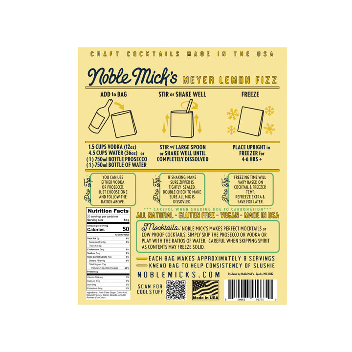 Noble Mick's Frozen Meyer Lemon Fizz