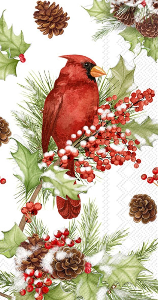 Cardinals In Holly Guest Napkin