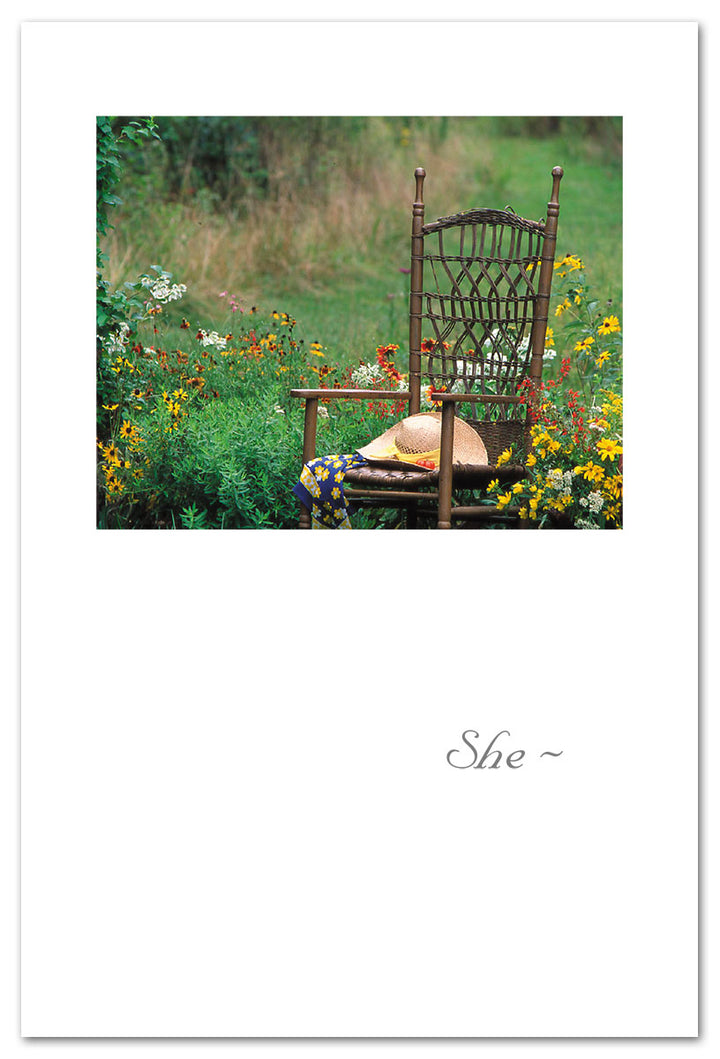 Hat on Garden Chair Condolence Card