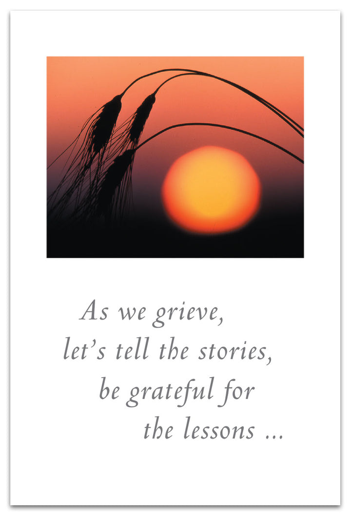 Bending Grasses with Setting Sun Condolence Card