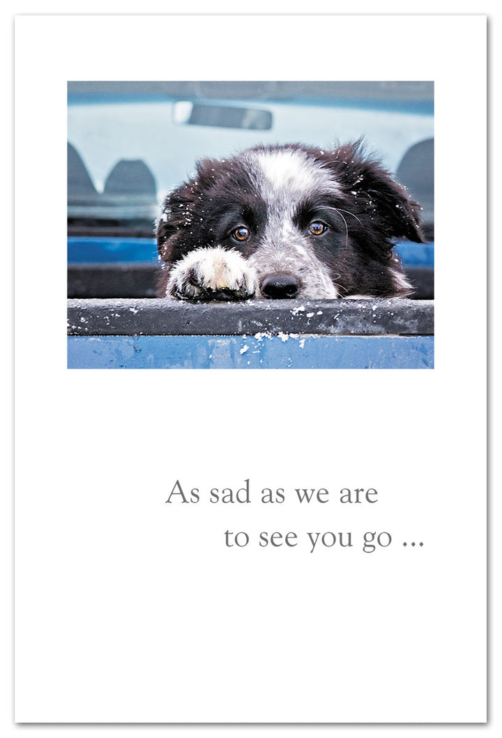 Doggie in Truck Bed Going Away Card