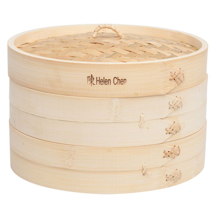 HIC Bamboo Steamer 10", 3 Piece Set