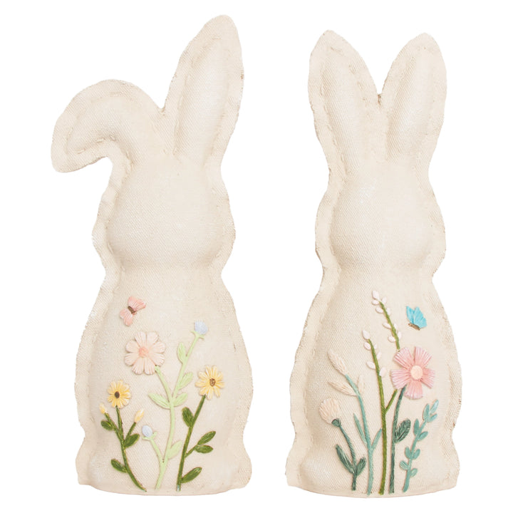 Cream and Floral Embossed Bunny