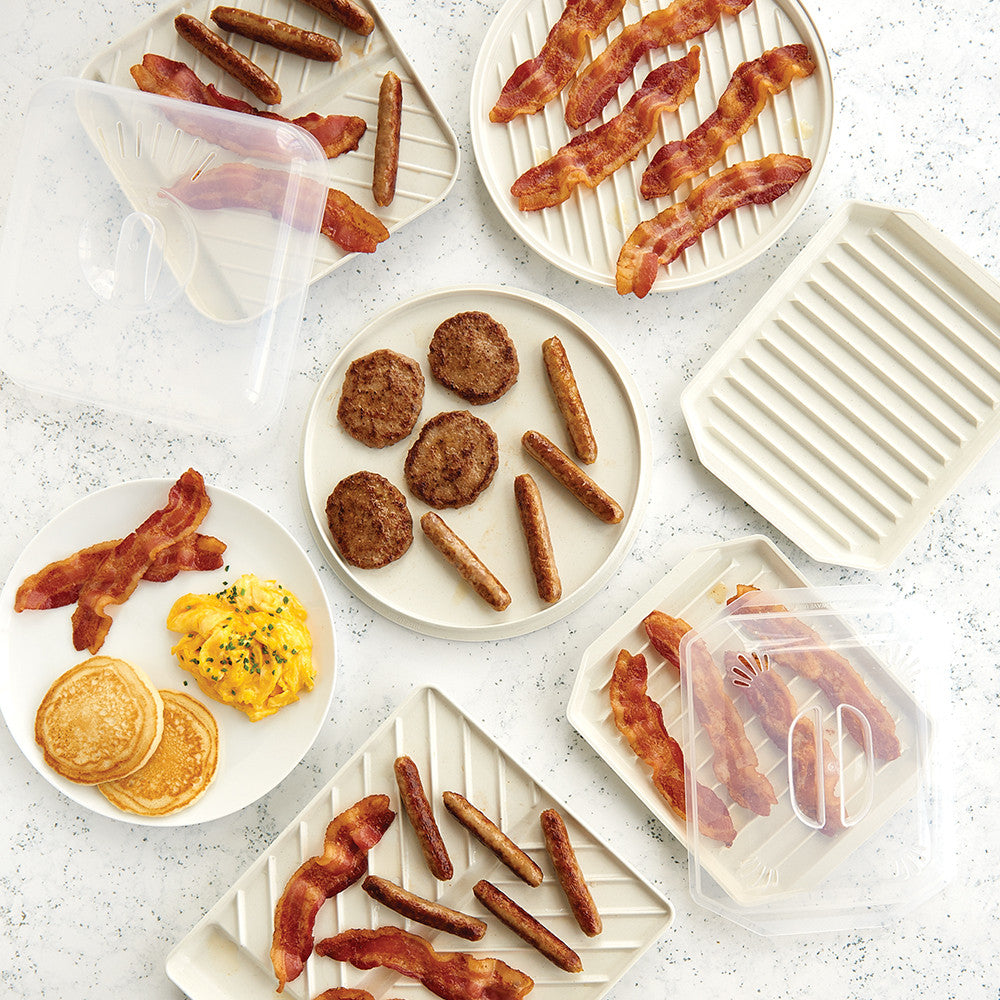 Microware Medium Slanted Bacon Tray with Lid