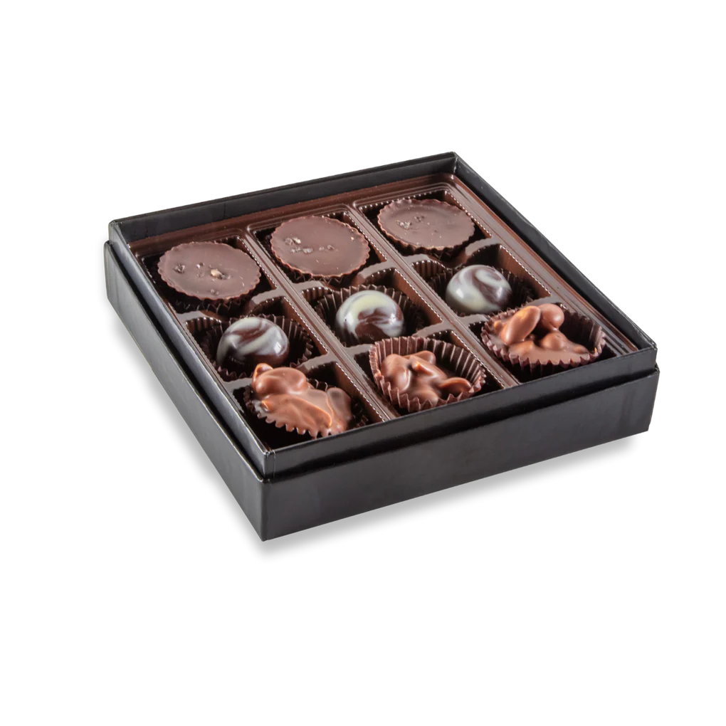 Bourbon Barrel Assorted Artisan Chocolates, 9 Piece Box