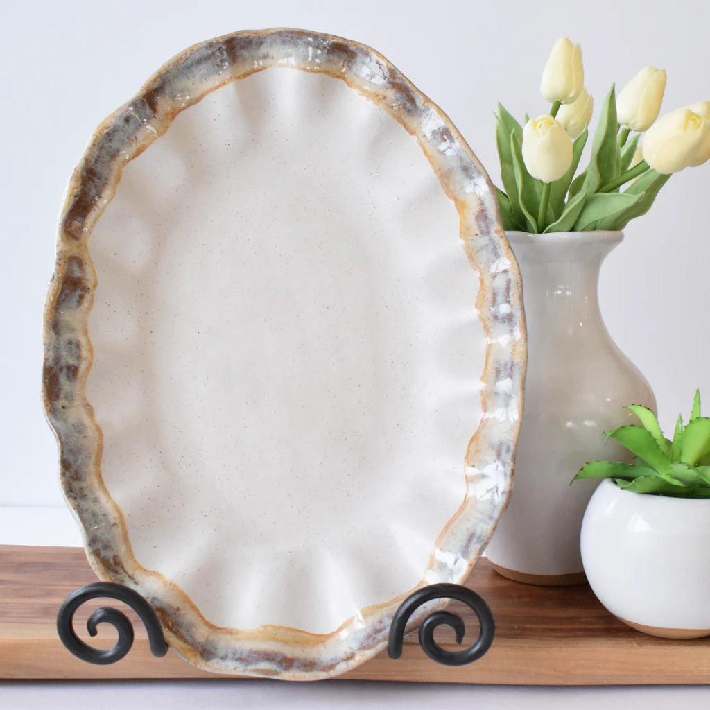 Etta B Pottery Fluttered Oval Platter