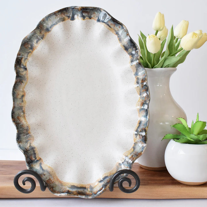 Etta B Pottery Fluttered Oval Platter