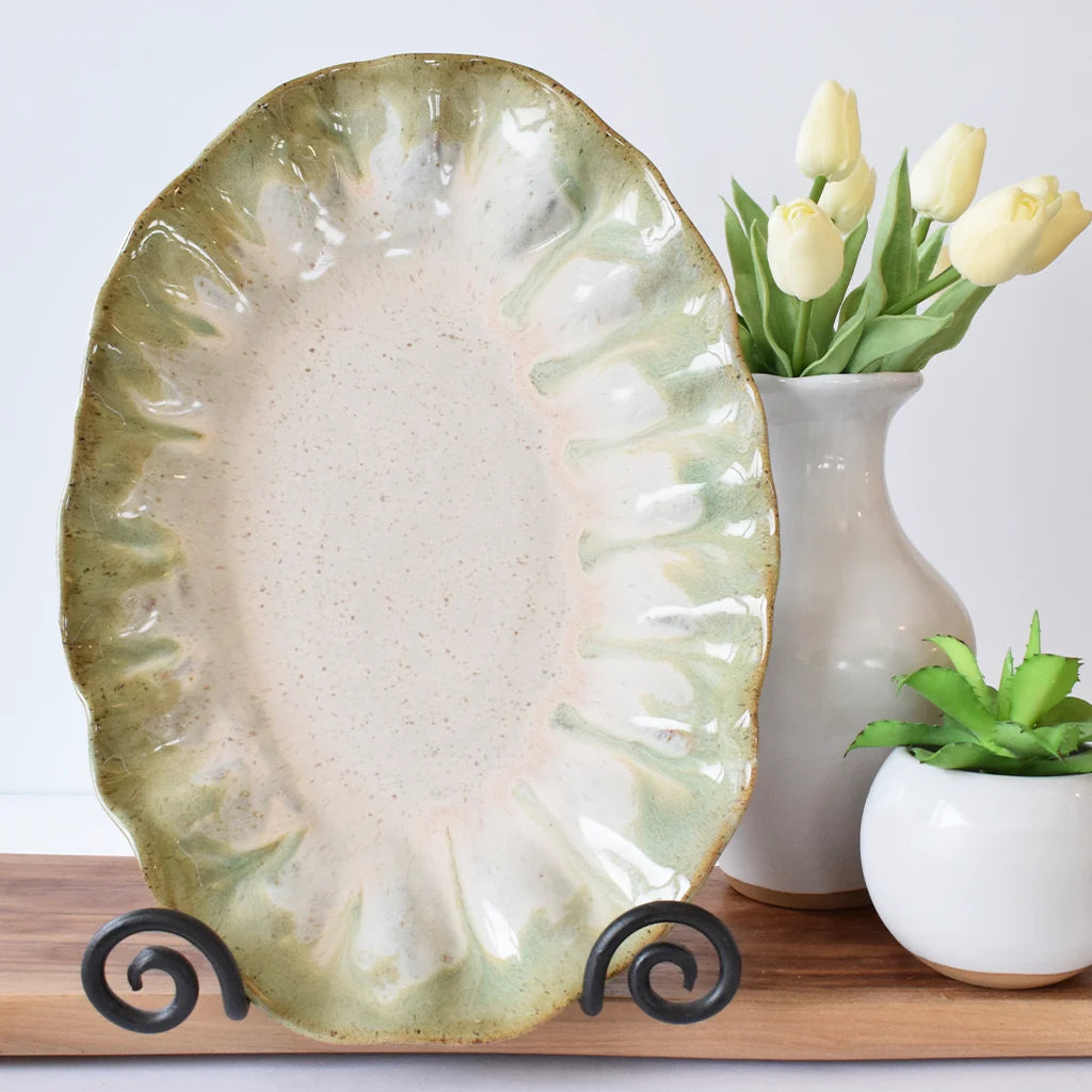 Etta B Pottery Fluttered Oval Platter