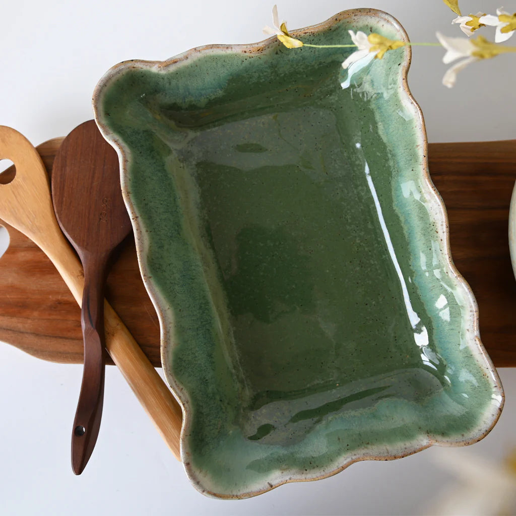Etta B Pottery Waved Rectangle Baker