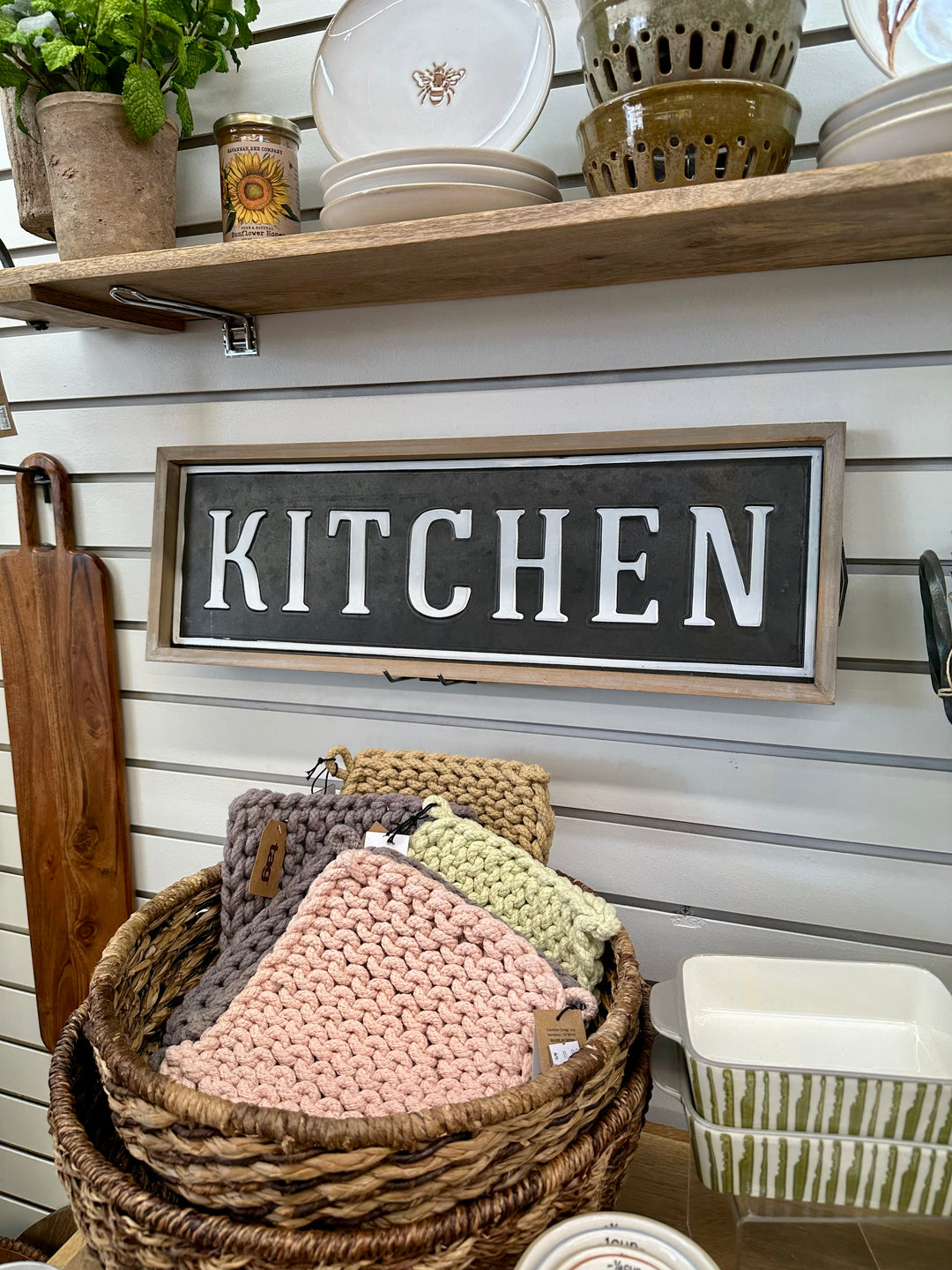 Kitchen Sign Metal with Wood
