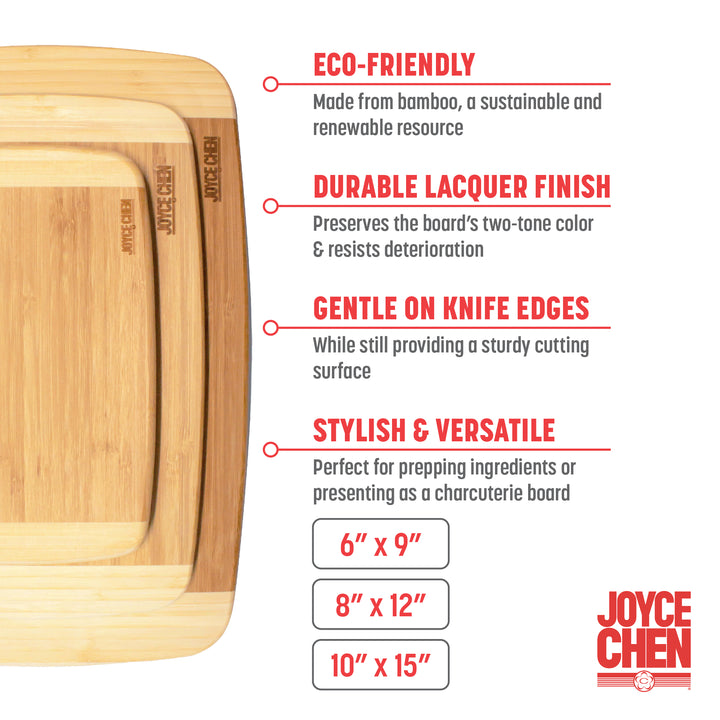 Joyce Chen Burnished Bamboo Cutting Board Set, 3 pack