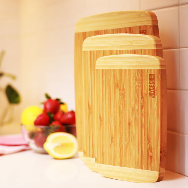 Joyce Chen Burnished Bamboo Cutting Board Set, 3 pack