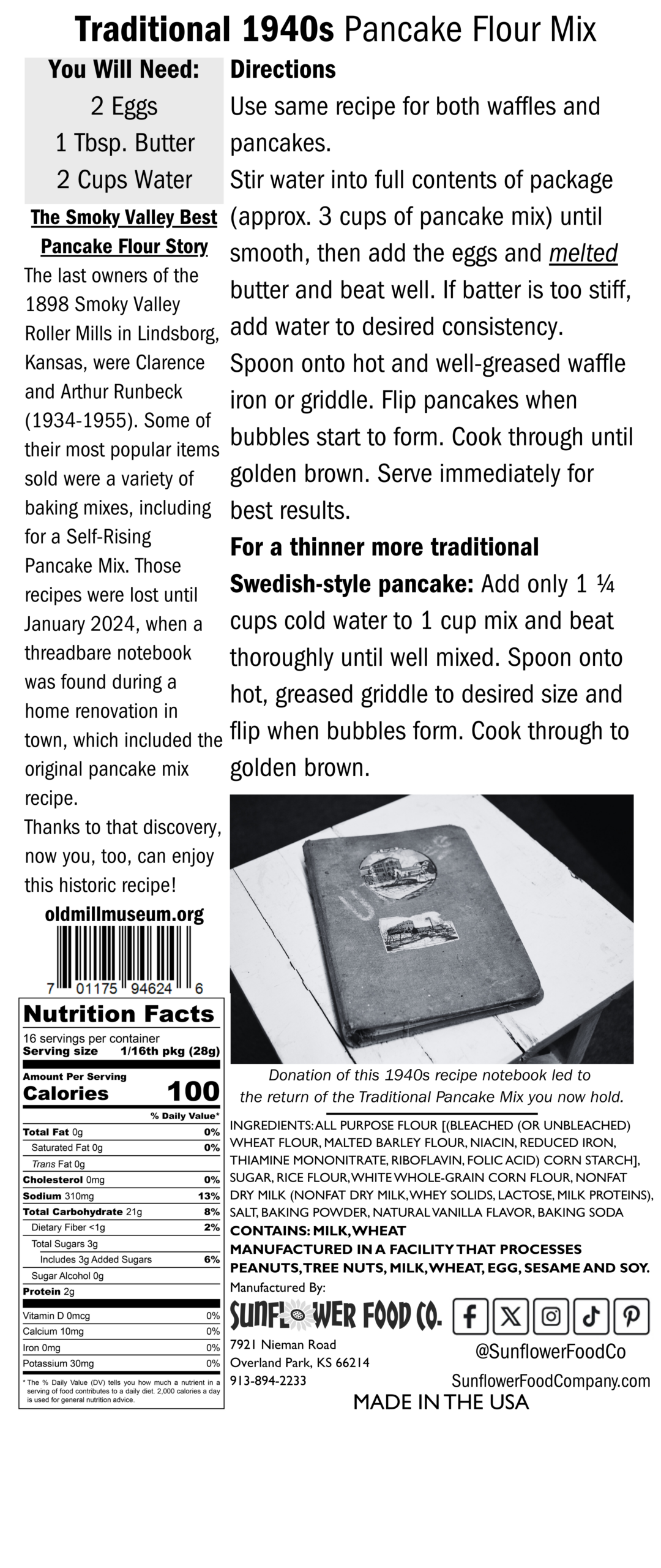 Smoky Valley Best Traditional Pancake Flour, 1lb