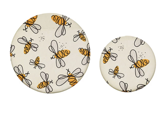 Reusable Fabric Beeswax Food Covers with Prints, Set of 2