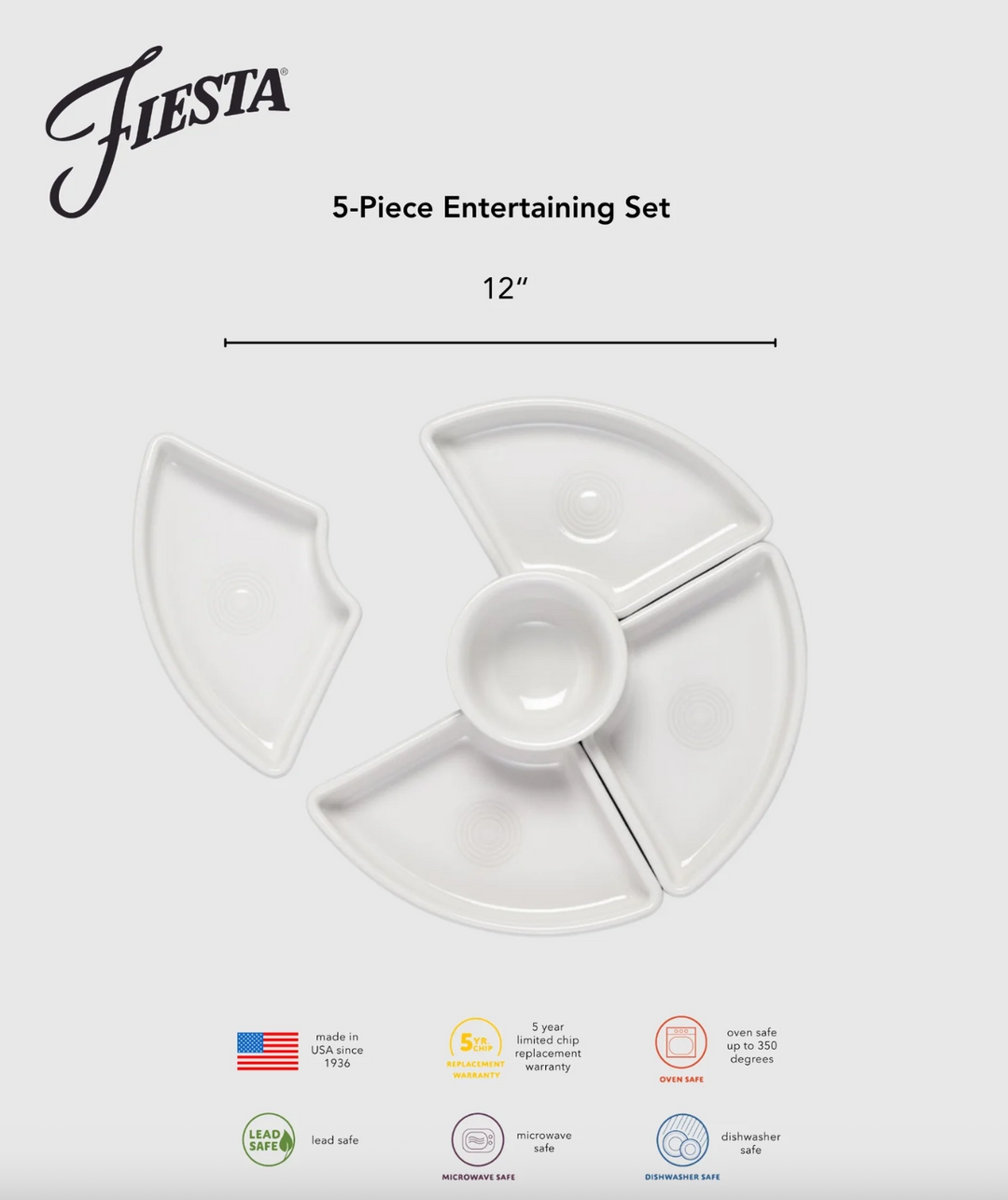 Fiestaware Vibrant 5-Piece Mixed Colors Entertaining Set 8 1/5"