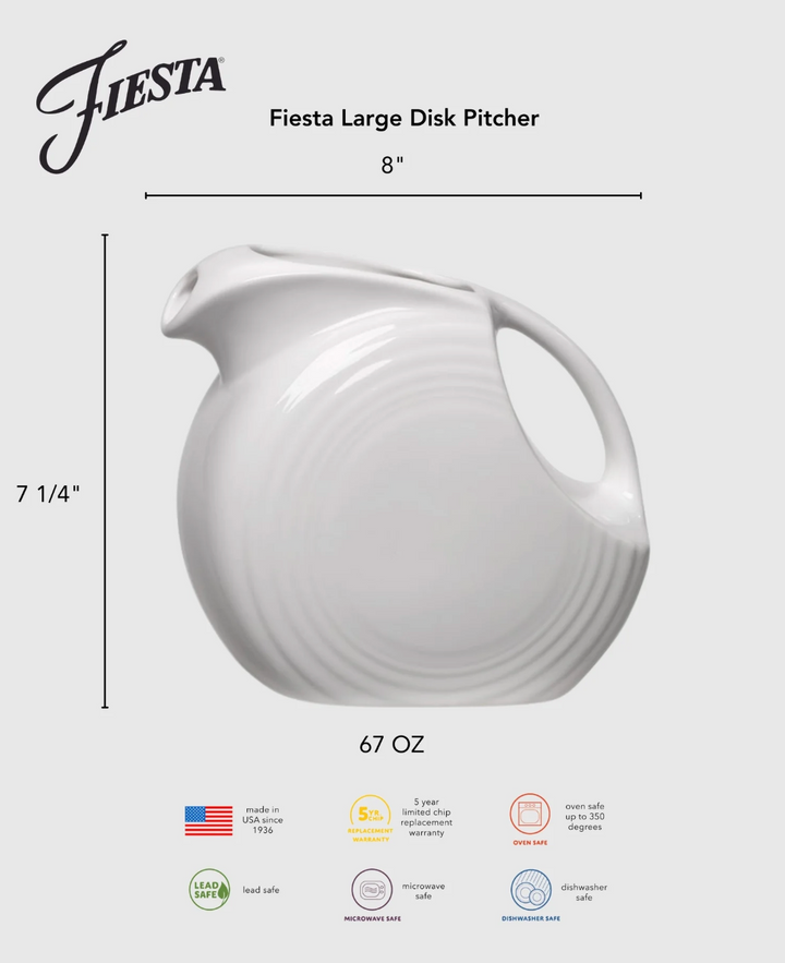 Fiestaware Disk Pitcher, 67oz