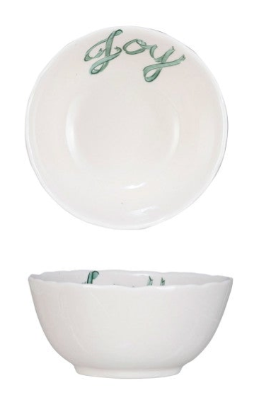 Pastel Holiday Word Stoneware Bowl