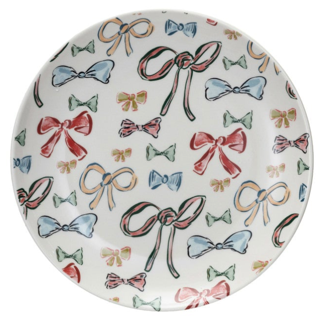Stoneware Plate w/ Holiday Pattern