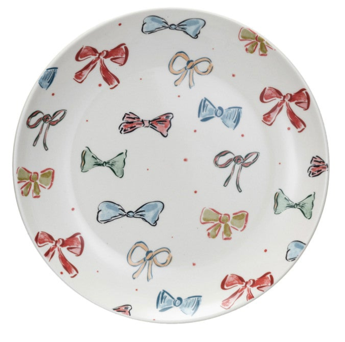 Stoneware Plate w/ Holiday Pattern