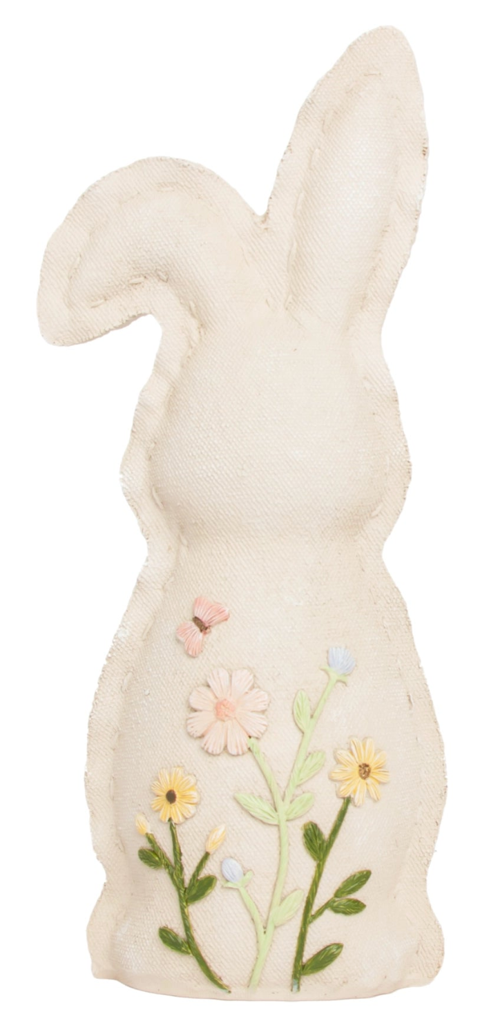 Cream and Floral Embossed Bunny