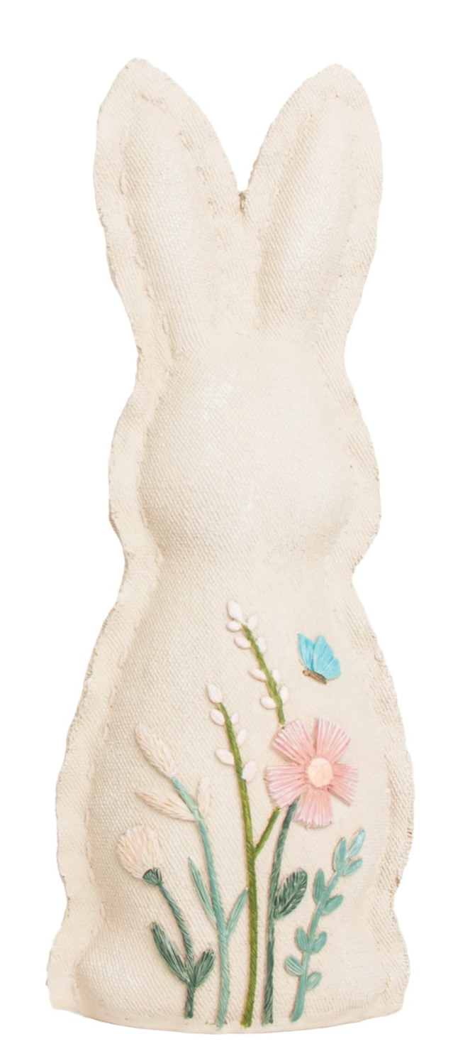 Cream and Floral Embossed Bunny