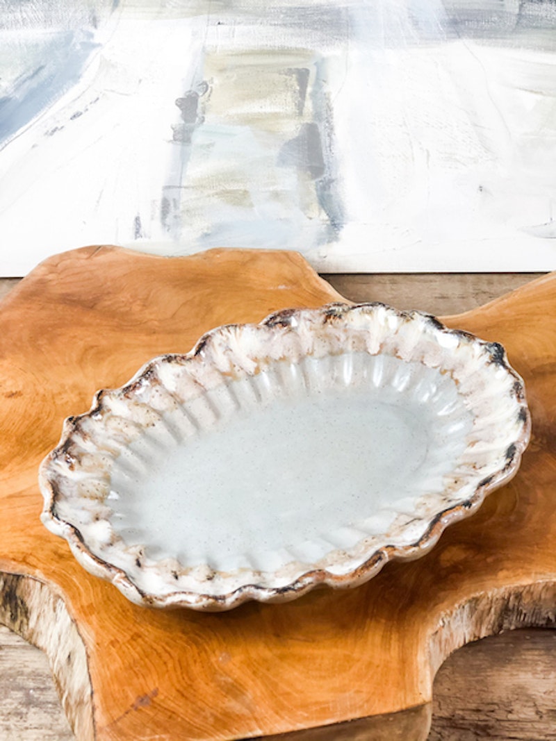 Etta B Pottery Scalloped Oval Platter 12"