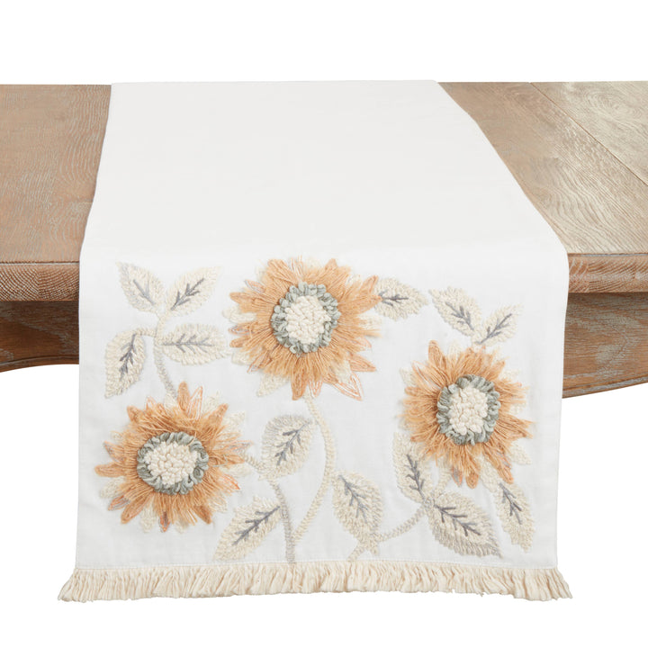 Enchanting Sunflower Embroidered Table Runner