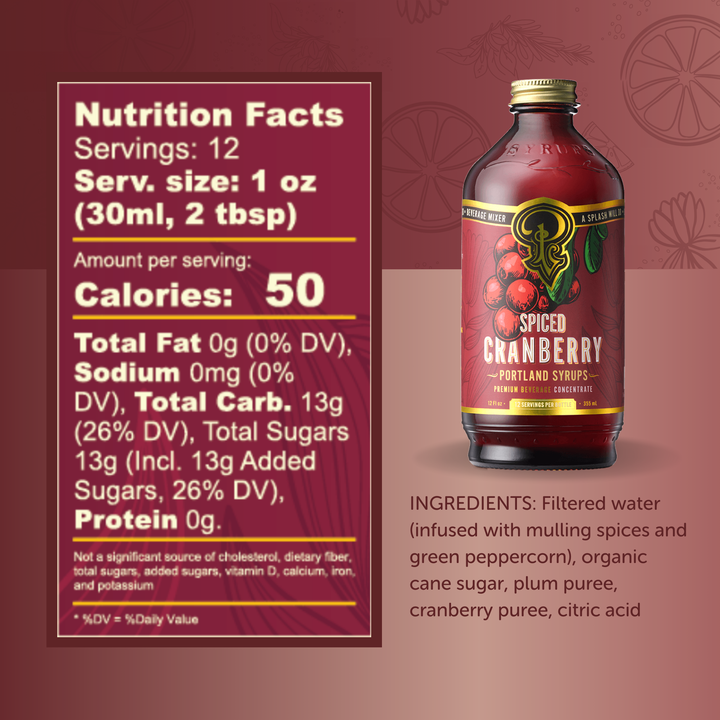Spiced Cranberry Cocktail/Mocktail Syrup 750ml