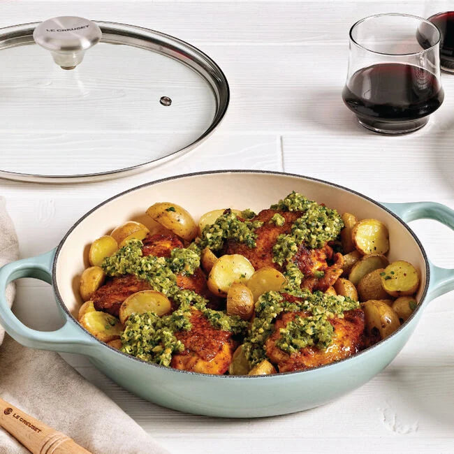 Le Creuset Enameled Cast Iron Signature Round Braiser with Glass Lid, 2.25qt