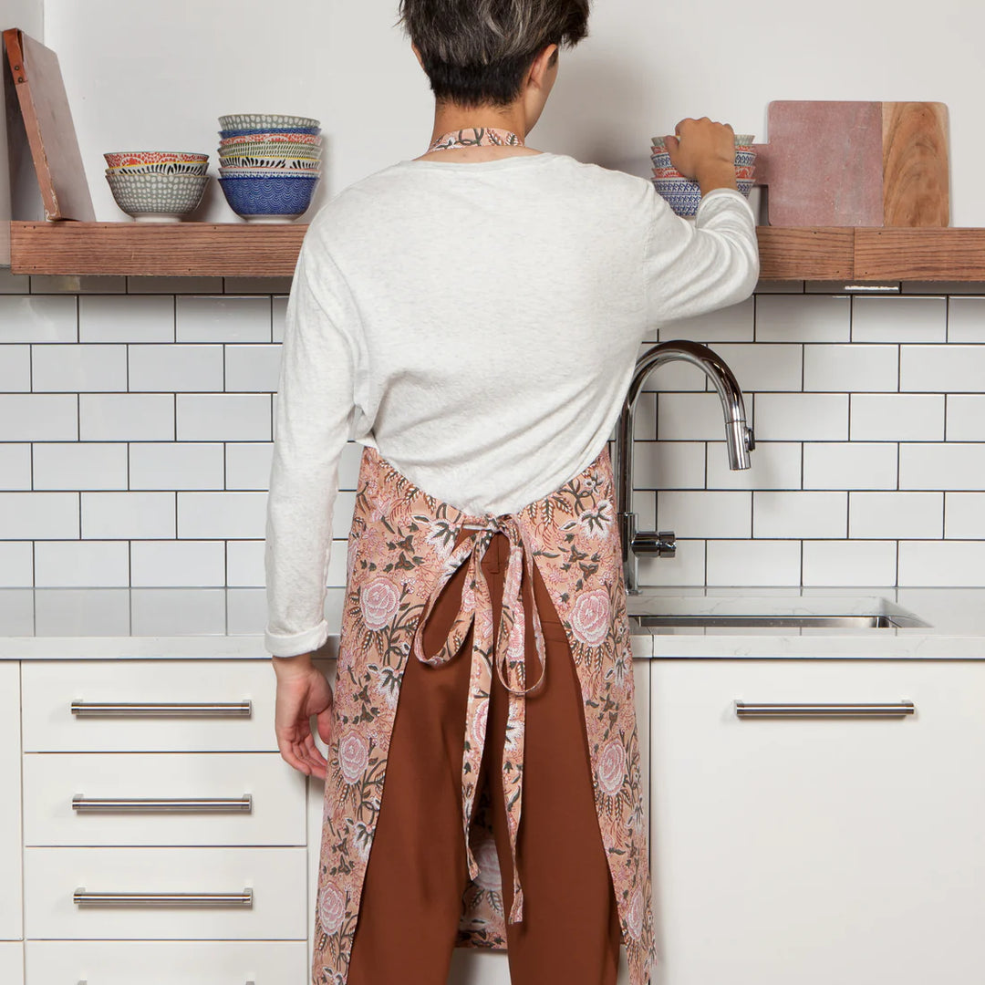 Danica Heirloom Block Print Apron - Blossom