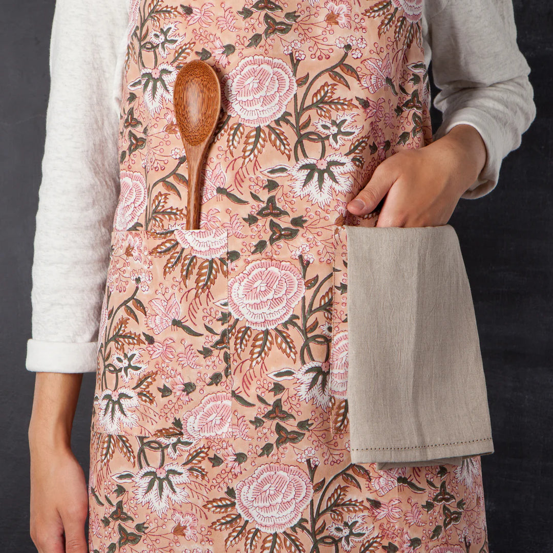 Danica Heirloom Block Print Apron - Blossom