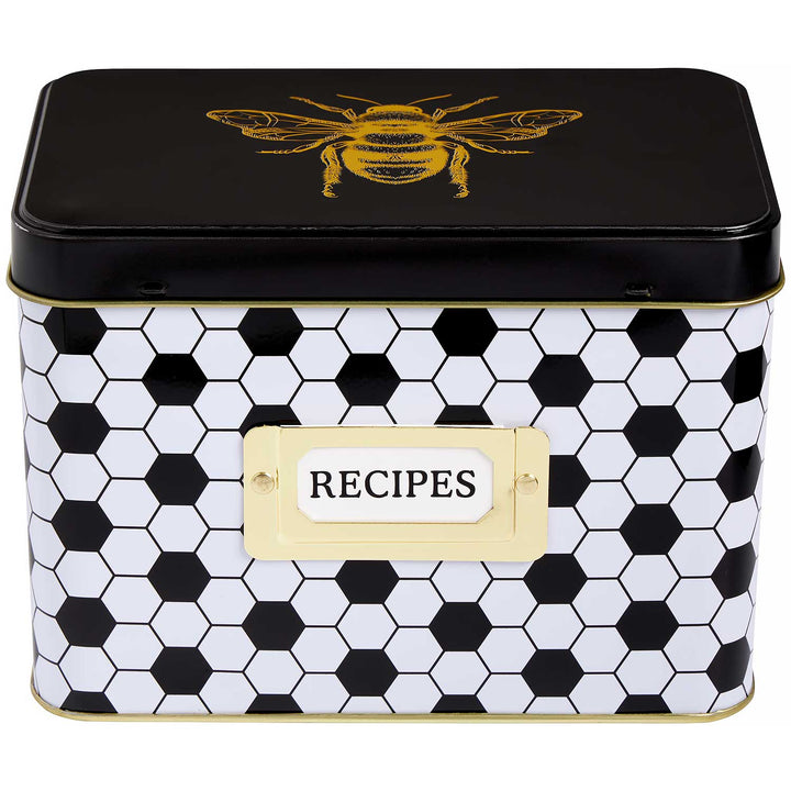 CR Gibson Honeycomb Hive Tin Recipe Box