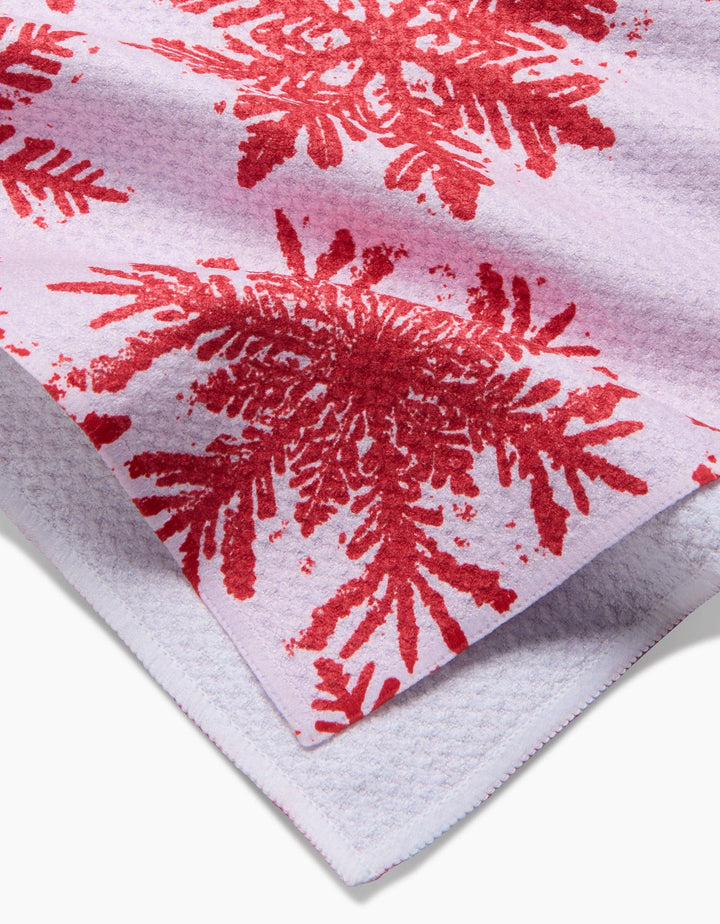 Snowy Days Red Kitchen Tea Towel