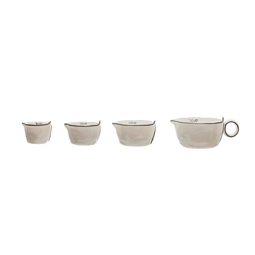 White with Black Rim, Set of 4 Measuring Cups